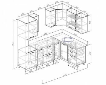 Угловой кухонный гарнитур Лофт 2400х1600 мм в Верхней Пышме - verhnyaya-pyshma.mebel-e96.ru