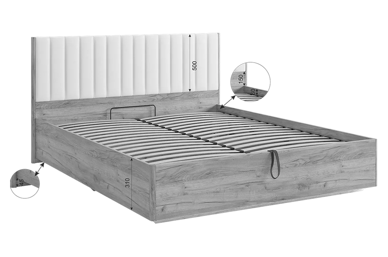 Кровать с подъемным механизмом Адам графит (Мебельсон) в Верхней Пышме - verhnyaya-pyshma.mebel-e96.ru