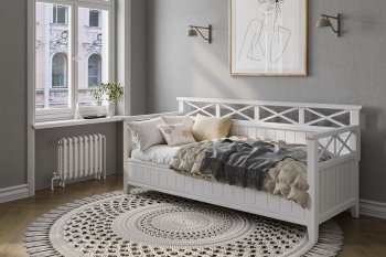 Кровать из массива Амелия белый античный (БМ) в Верхней Пышме - verhnyaya-pyshma.mebel-e96.ru