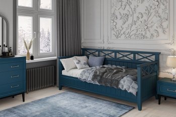 Кровать из массива Амелия сапфир без ящиков (БМ) в Верхней Пышме - verhnyaya-pyshma.mebel-e96.ru