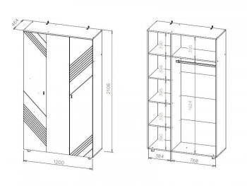 Шкаф 1200 мм трехстворчатый Байкал (СВ) в Верхней Пышме - verhnyaya-pyshma.mebel-e96.ru