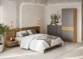 Спальный гарнитур Бостон Лайт серый (Стиль) в Верхней Пышме - verhnyaya-pyshma.mebel-e96.ru