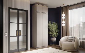 Шкаф 800 мм Челси двустворчатый с антресолью Кашемир (Миф) в Верхней Пышме - verhnyaya-pyshma.mebel-e96.ru