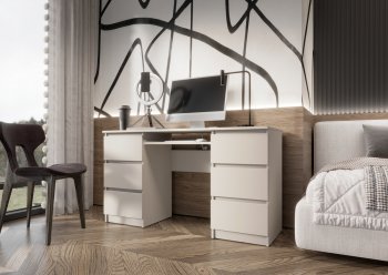 Письменный стол Челси 6 ящиков кашемир (Миф) в Верхней Пышме - verhnyaya-pyshma.mebel-e96.ru