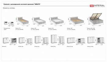 Спальный гарнитур Чикаго модульный, ателье светлый/белый (Имп) в Верхней Пышме - verhnyaya-pyshma.mebel-e96.ru