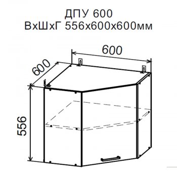 ДУСЯ Шкаф верхний ДПУ600 угловой (600*556мм) в Верхней Пышме - verhnyaya-pyshma.mebel-e96.ru | фото