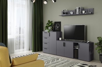 Стенка Эйр модульная, графит (Моби) в Верхней Пышме - verhnyaya-pyshma.mebel-e96.ru
