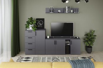 Стенка Эйр модульная, графит (Моби) в Верхней Пышме - verhnyaya-pyshma.mebel-e96.ru