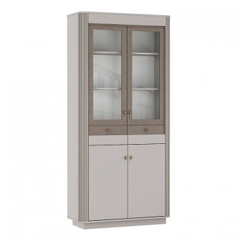 Шкаф витрина 34.05 Фантазия кашемир (Олмеко) в Верхней Пышме - verhnyaya-pyshma.mebel-e96.ru | фото