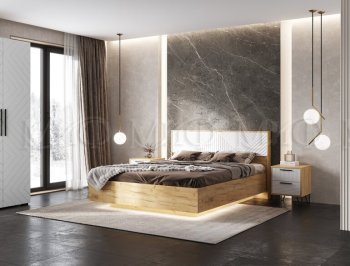 Кровать парящая Флэш крафт/белый (Миф) в Верхней Пышме - verhnyaya-pyshma.mebel-e96.ru