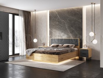 Кровать парящая Флэш крафт/графит(Миф) в Верхней Пышме - verhnyaya-pyshma.mebel-e96.ru