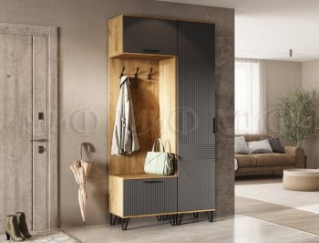 Прихожая Флэш крафт/графит модульная (Миф) в Верхней Пышме - verhnyaya-pyshma.mebel-e96.ru
