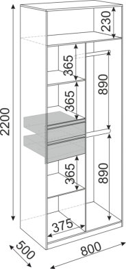 Шкаф 800 мм 2-х створчатый Глэдис (модуль 22) (Риннер) в Верхней Пышме - verhnyaya-pyshma.mebel-e96.ru