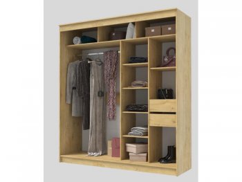 Шкаф-купе 2000 мм Гранд-1 ЛДСП/Зеркало, дуб вотан (Эра) в Верхней Пышме - verhnyaya-pyshma.mebel-e96.ru