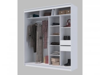 Шкаф-купе 2000 мм Гранд-1 ЛДСП/Зеркало, Белый (Эра) в Верхней Пышме - verhnyaya-pyshma.mebel-e96.ru