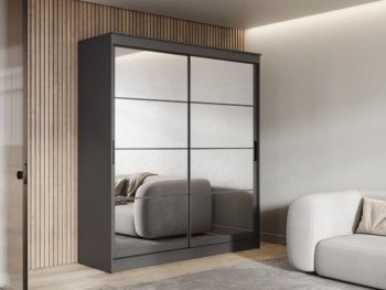 Шкаф-купе 2000 мм Гранд-1 зеркало/зеркало, графит (Эра) в Верхней Пышме - verhnyaya-pyshma.mebel-e96.ru