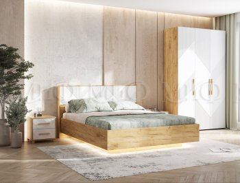 Кровать парящая Ирис крафт/белый (Миф) в Верхней Пышме - verhnyaya-pyshma.mebel-e96.ru