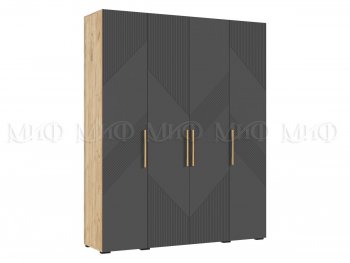 Шкаф 1800 мм Ирис с антресолью крафт/графит (Миф) в Верхней Пышме - verhnyaya-pyshma.mebel-e96.ru