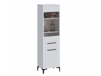 Пенал 550 мм со стеклом Кимберли белый (Handis) в Верхней Пышме - verhnyaya-pyshma.mebel-e96.ru