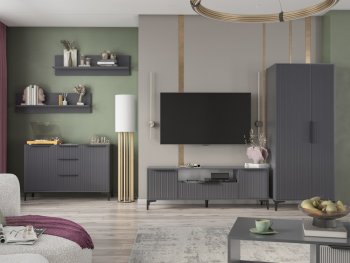 Стенка Кимберли графит, модульная (Handis) в Верхней Пышме - verhnyaya-pyshma.mebel-e96.ru