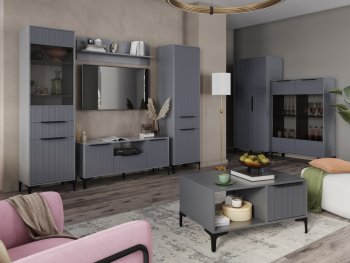 Стенка Кимберли графит, модульная (Handis) в Верхней Пышме - verhnyaya-pyshma.mebel-e96.ru