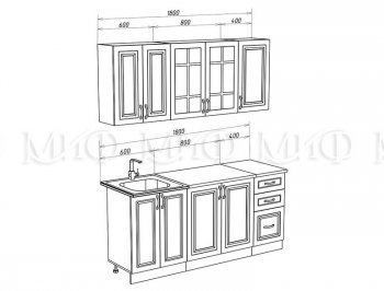 Кухонный гарнитур Констанция 1800 мм белый/джинс (Миф) в Верхней Пышме - verhnyaya-pyshma.mebel-e96.ru