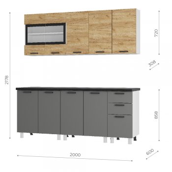 Кухонный гарнитур 2000 мм Крафт тип 2 (БТС) в Верхней Пышме - verhnyaya-pyshma.mebel-e96.ru