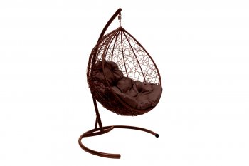 Подвесное кресло КАПЛЯ с ротангом коричневое, подушка коричневая в Верхней Пышме - verhnyaya-pyshma.mebel-e96.ru