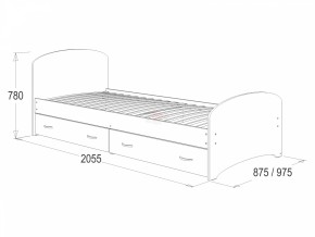 Кровать-6 одинарная с 2-мя ящиками (900*2000) в Верхней Пышме - verhnyaya-pyshma.mebel-e96.ru