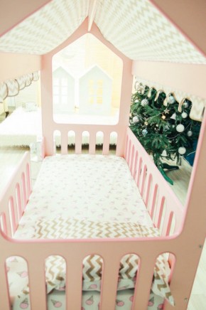 Кроватка-домик без ящика 800*1600 (Розовый) в Верхней Пышме - verhnyaya-pyshma.mebel-e96.ru