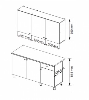 Кухонный гарнитур POINT 1500 мм (Гор) в Верхней Пышме - verhnyaya-pyshma.mebel-e96.ru