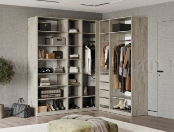 Гардеробная/шкаф 2200*1706 мм Ларго №3 дуб крафт серый/кашемир (Миф) в Верхней Пышме - verhnyaya-pyshma.mebel-e96.ru