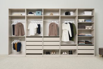 Гардеробная/шкаф 4000 мм Ларго №1 открытая Кашемир (Миф) в Верхней Пышме - verhnyaya-pyshma.mebel-e96.ru