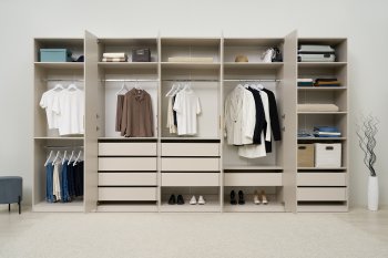 Гардеробная/шкаф 4000 мм Ларго №4 Кашемир (Миф) в Верхней Пышме - verhnyaya-pyshma.mebel-e96.ru