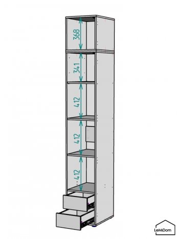 Шкаф с антресолью 400 мм Linnea MHR-1A-4 2450х400х510 (ДВ-М 11.1.25) в Верхней Пышме - verhnyaya-pyshma.mebel-e96.ru