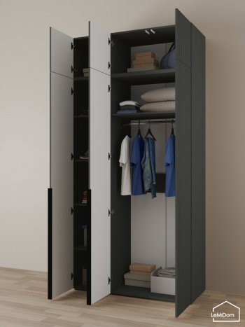 Шкаф с антресолью 1200 мм Linnea MHR-3A-1 2450х1200х510 (Графит-М 11.1.25) в Верхней Пышме - verhnyaya-pyshma.mebel-e96.ru