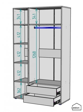 Шкаф Linnea MHR-3-2 2050х1200х510 (ДВ-М 11.1.25) в Верхней Пышме - verhnyaya-pyshma.mebel-e96.ru