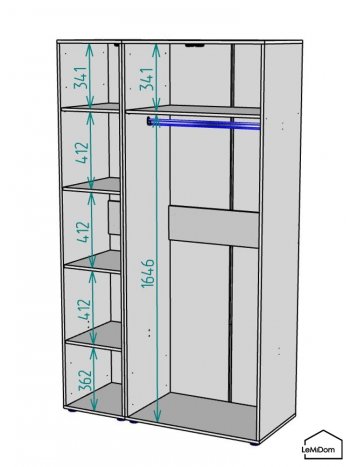 Шкаф Linnea MHR-3-1 2050х1200х510 (ДВ-М 11.1.25) в Верхней Пышме - verhnyaya-pyshma.mebel-e96.ru