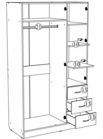 Шкаф Лофт-3 белый 1200 мм (ВНК) в Верхней Пышме - verhnyaya-pyshma.mebel-e96.ru