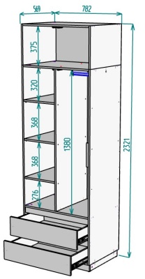 Шкаф 800 мм Мальта light H297 + Антресоль HA2 в Верхней Пышме - verhnyaya-pyshma.mebel-e96.ru