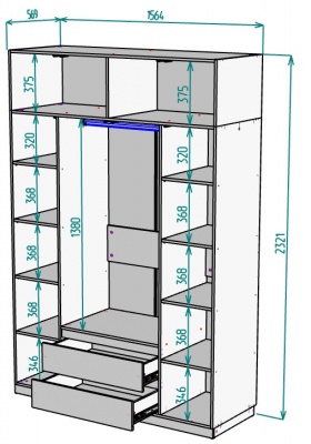 Шкаф 1600 мм Мальта light H302 + Антресоль HA4 в Верхней Пышме - verhnyaya-pyshma.mebel-e96.ru