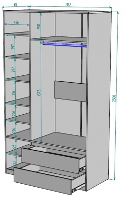 Шкаф Мальта 1350 мм Графит в Верхней Пышме - verhnyaya-pyshma.mebel-e96.ru