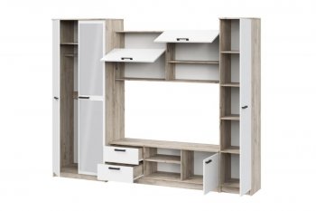 Стенка Марта-12 дуб крафт серый/белый (ИЦ) в Верхней Пышме - verhnyaya-pyshma.mebel-e96.ru