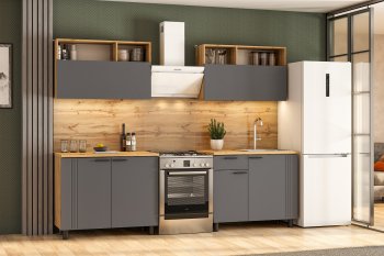 Кухонный гарнитур Монако 2000 мм графит (СВ) в Верхней Пышме - verhnyaya-pyshma.mebel-e96.ru