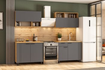 Кухонный гарнитур Монако 2000 мм графит (СВ) в Верхней Пышме - verhnyaya-pyshma.mebel-e96.ru