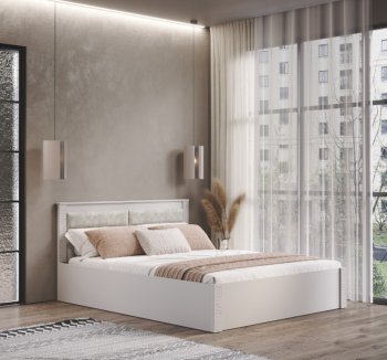 Кровать двуспальная Монако КР-16 кашемир (БТС) в Верхней Пышме - verhnyaya-pyshma.mebel-e96.ru | фото