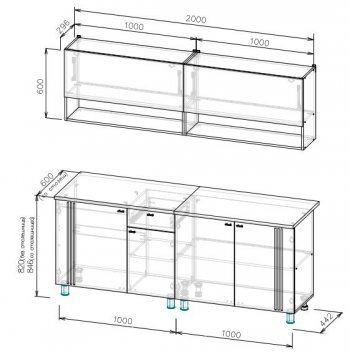 Кухонный гарнитур Монако 2000 мм СВ) в Верхней Пышме - verhnyaya-pyshma.mebel-e96.ru