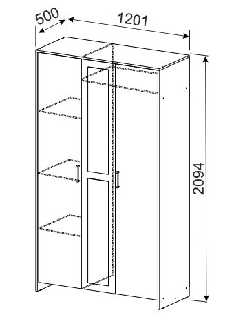 Шкаф распашной МСП-1 1200 мм (СВ) в Верхней Пышме - verhnyaya-pyshma.mebel-e96.ru