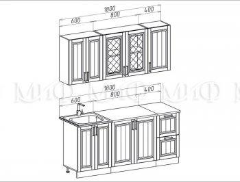 Кухонный гарнитур Настя 1800мм жемчуг/шоколад (Миф) в Верхней Пышме - verhnyaya-pyshma.mebel-e96.ru