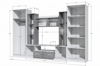 Стенка Николь-2 крафт серый/кашемир (Зарон) в Верхней Пышме - verhnyaya-pyshma.mebel-e96.ru